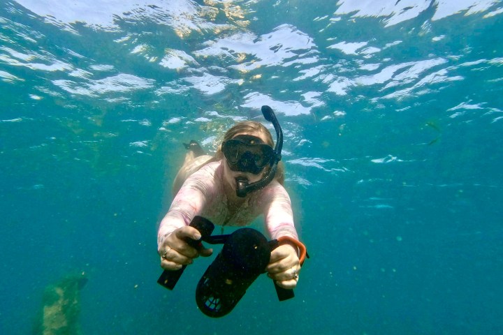 a man swimming in the water