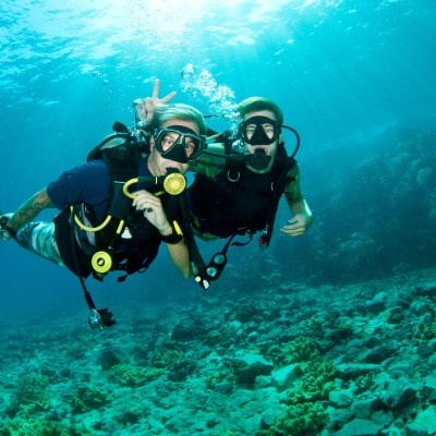 a person swimming in the water