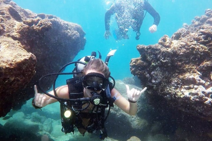 a person swimming in the water